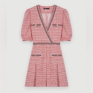Maje Renetia tweed puff sleeve dress 36 00